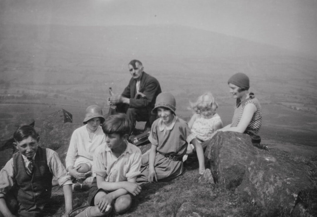 family listening to radio